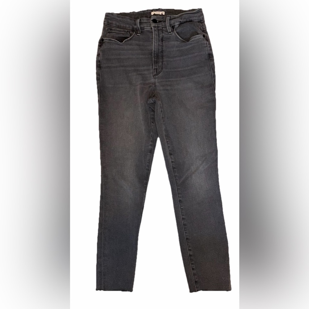 Good American Good Waist Crop Raw Hem Jeans Black180 Size 28 - Picture 7 of 11